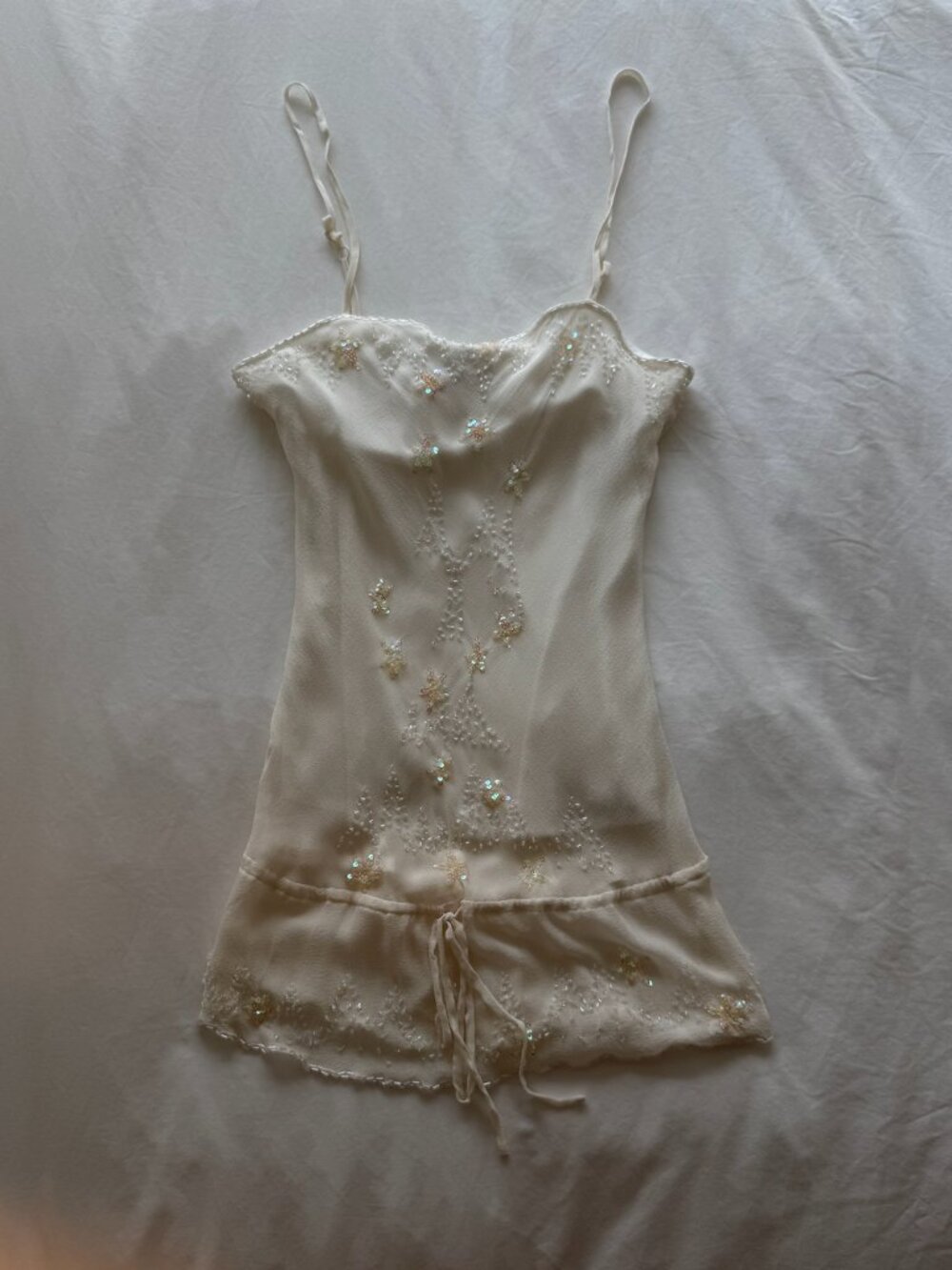 Jane norman cream beaded embriodered cami with drawstring